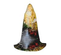 (Italian Old Street) Print Hooded Cape For Teenagers Costume Party, Halloween Hooded Cape Soft and Elastic,S