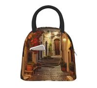 Italian Old Street Print Insulated Lunch Bag Portable Leakproof Reusable Tote Work School Picnic Boys Girls