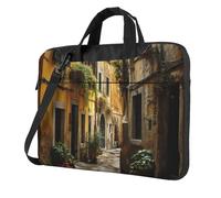 Italian Old Street Print Laptop bag,portable single shoulder laptop Sleeve Case,Compatible with 13-15.6 in, Black, 13 inch