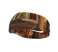 Italian Old Street Print Lightweight Sports Sweatband For Men Women Stretchable For Gym Basketball Yoga
