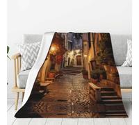 Italian Old Street Print Lightweight Warm Blanket Soft Thick Blankets Bedroom Camping Living Room Traveling