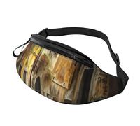 Italian Old Street Print Man and Women Waist Bag Lightweight Travel Accessory for Hiking Cycling Running