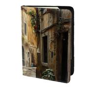 Italian Old Street Print Passport Holder for Travel,Wallet Case RFID Blocking Leather Card Slot Protector