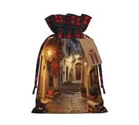 Italian Old Street Print Reusable Gift Decor Bags Festive Drawstring Pouches Anniversaries Wedding Favors