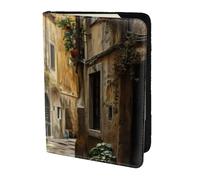 Italian Old Street Print Stylish Men Women 5.5 Inch Passport Travel Document Wallet For Secure Storag, Black, One Size