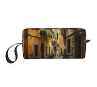 Italian Old Street Print Zippered Organizer Bag, Travel Storage Case, Portable Cosmetic Pouch for Cosmetics, Toiletries