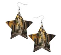 Italian Old Street Printed Leather Pierced Earring Set, 1 Pair Lightweight Bohemian Earrings Birthday Party Jewelry Gifts For Women
