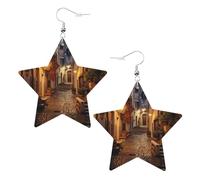 Italian Old Street Printed Leather Pierced Earring Set, 1 Pair Lightweight Bohemian Earrings Birthday Party Jewelry Gifts For Women