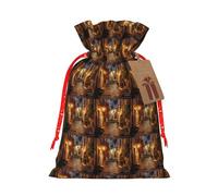 Italian Old Street Printing 1 Pc Christmas Bag With Drawstring For All Adults To Give Presents Halloween