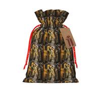 Italian Old Street Printing 1 Pc Christmas Bag With Drawstring For All Adults To Give Presents Halloween