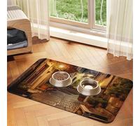 Italian Old Street Printing Pet Absorbent Leather Tablecloth For Dogs Cats Food Mat 23.62in*15.75in 4mm Thick