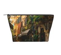 Italian Old Street Printing Trapezoid Makeup Bag for Women Girl Large Capacity Portable Travel Cosmetic Bag Makeup Pouch Organizer