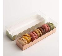 Italian Options 10 Empty Macaroon Boxes - 160x50x50mm Clear Box with Pink Elegance Insert