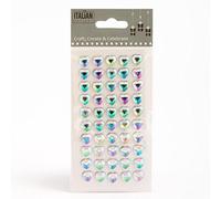 Italian Options - 10mm Iridescent Heart Self Adhesive Stick on Gems (50 pcs)
