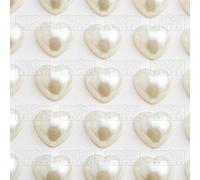 Italian Options 10mm Ivory Pearl Resin Heart Self Adhesive Diamante Rhinestone Gem Craft Stickers - 50 per Sheet