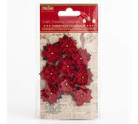 Italian Options 3.5cm Small Red Handmade Poinsettia Christmas Flower Card Making Craft Decorations (Pack of 9)