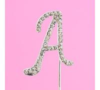 4.5cm Clear Crystal Diamante Rhinestone Cake Topper Alphabet Letters - Silver Letter A