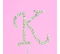 4.5cm Clear Crystal Diamante Rhinestone Cake Topper Alphabet Letters - Silver Letter K