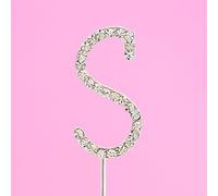 4.5cm Clear Crystal Diamante Rhinestone Cake Topper Alphabet Letters - Silver Letter S