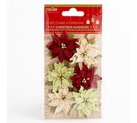 Italian Options 4.5cm Medium Mixed Colour Poinsettia Christmas Flower Card Making Craft Decorations (Pack of 6)