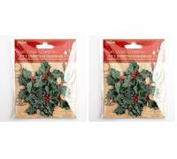 Italian Options 4.5cm Tartan Holly Christmas Craft Decorations - Self Adhesive (12 pcs) (Pack of 2)