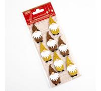 Italian Options 5cm Glitter Nordic Santa Christmas Craft Decorations Self Adhesive - (8 pcs) - Brown/Gold