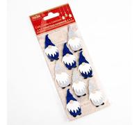Italian Options 5cm Glitter Nordic Santa Christmas Craft Decorations Self Adhesive - (8 pcs) - Navy/Silver