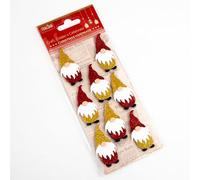 Italian Options 5cm Glitter Nordic Santa Christmas Craft Decorations Self Adhesive - (8 pcs) - Red/Gold