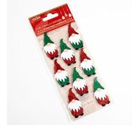 Italian Options 5cm Glitter Nordic Santa Christmas Craft Decorations Self Adhesive - (8 pcs) - Red/Green
