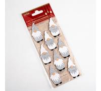 Italian Options 5cm Glitter Nordic Santa Christmas Craft Decorations Self Adhesive - (8 pcs) - Silver/White