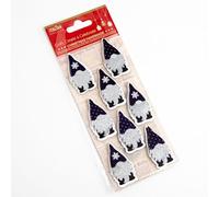 Italian Options 5cm Nordic Santa Christmas Craft Decorations Self Adhesive - (8 pcs) - Navy/Silver