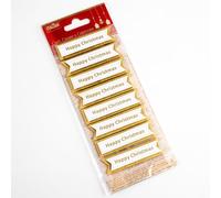 Italian Options 6cm Gold Happy Christmas Paper Banners Gift Tags Card Making Craft Decoration (Pack of 8)