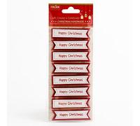 Italian Options 6cm Red Happy Christmas Paper Banners Gift Tags Card Making Craft Decoration (Pack of 8)