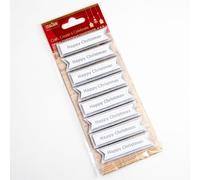 Italian Options 6cm Silver Happy Christmas Paper Banners Gift Tags Card Making Craft Decoration (Pack of 8)