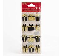 Italian Options Black Gold Glitter Presents Christmas Craft Decorations (Pack of 12)