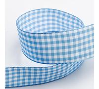 Italian Options Blue Gingham Ribbon 9mm x 10 Metres