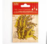 Italian Options Brown Gold Glitter Reindeers Christmas Craft Festive Card Making Decoration (Pack of 12)