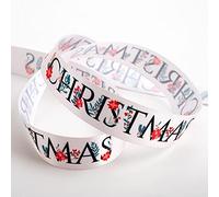 Italian Options Christmas Foliage Satin Ribbon for Gift Wrapping, Christmas Ribbon for Crafts, Wreaths, Décor, Tree Decorations, Cards, Fabric Ribbons, Taupe, 25mm x 10 Metre Roll