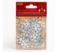 Italian Options Christmas Glitter Snowflakes Iridescent Silver Festive Card Making Craft Decoration (Pack of 36)