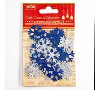 Italian Options Christmas Glitter Snowflakes Navy Silver Festive Card Making Craft Decoration (Pack of 36)