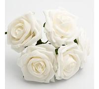 Italian Options Colourfast Artificial Foam Rose Flowers Wedding Bouquet, 10cm, White