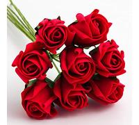 Italian Options Colourfast Artificial Foam Rose Flowers Wedding Bouquet, 3cm, Red