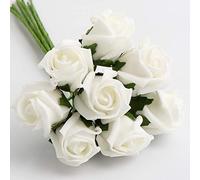 Italian Options Colourfast Artificial Foam Rose Flowers Wedding Bouquet, 3cm, White