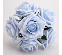 Italian Options Colourfast Artificial Foam Rose Flowers Wedding Bouquet, 5cm, Baby Blue