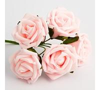 Italian Options Colourfast Artificial Foam Rose Flowers Wedding Bouquet, 5cm, Pale Pink