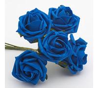 Italian Options Colourfast Artificial Foam Rose Flowers Wedding Bouquet, 5cm, Royal Blue