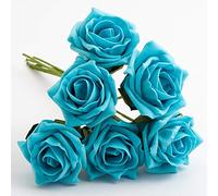 Italian Options Colourfast Artificial Foam Rose Flowers Wedding Bouquet, 5cm, Turquoise