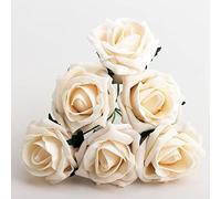 Italian Options Colourfast Artificial Foam Rose Flowers Wedding Bouquet, 5cm, Vintage Cream