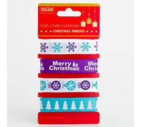 Italian Options Contemporary Christmas Ribbons for Gift Wrapping, Assorted Christmas Ribbon for Crafts, Wreaths, Decorations, Cards, Fabric Ribbon, Purple, Turquoise, Xmas Designs, 4 Designs x 2M (8M)