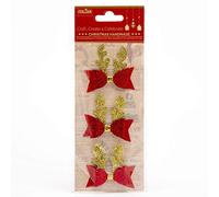 Italian Options Glitter Reindeer Antler Bows Christmas Craft Decoration Self Adhesive 5cm x 5cm (3 pcs)